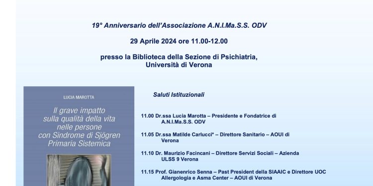 19° Anniversario dell’Associazione Nazionale Italiana Malati Sindrome di Sjögren.