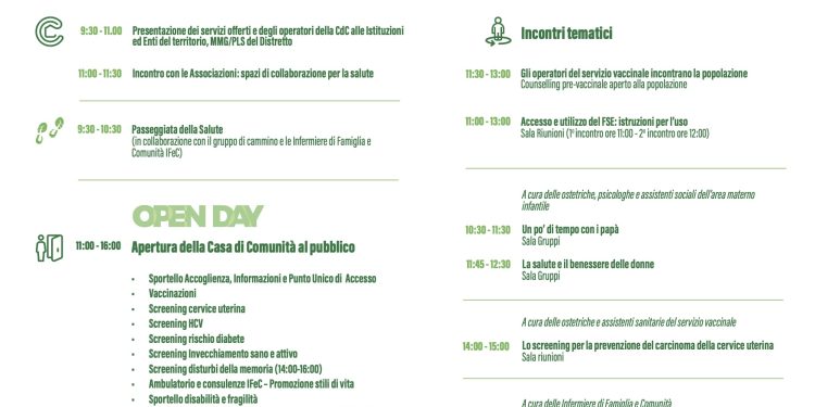 sabato 15 giugno 2024 dalle 9:30 alle 16, ASST Ospedali Civili di Brescia organizza il primo Open Day della Casa di Comunità di Ospitaletto.