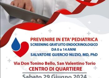 Giornata di prevenzione delle patologie endocrinologhe in età pediatrica a San Valentino Torio.