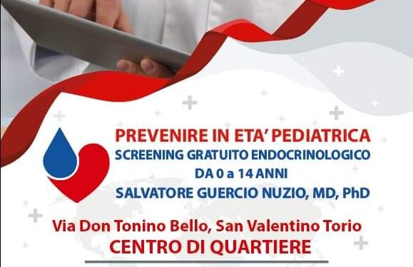 Giornata di prevenzione delle patologie endocrinologhe in età pediatrica a San Valentino Torio.