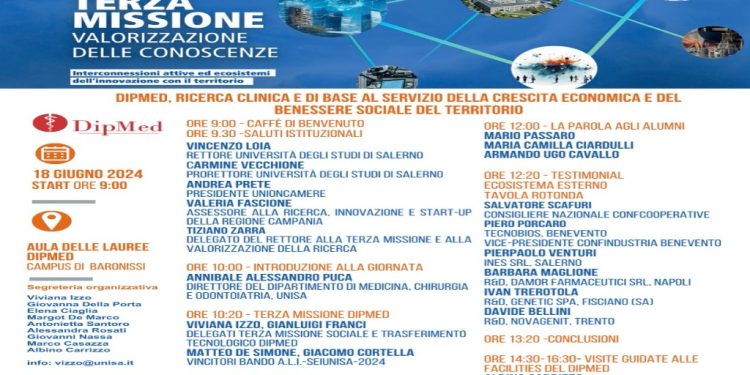 Terza Missione al DIPMED di Baronissi per la valorizzazione delle conoscenze. L’appuntamento il 18  giugno alle ore 9.30