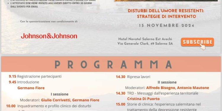 Disturbi dell’ umore persistenti”. Se ne parla a Salerno domani 15 novembre.