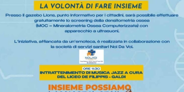 Lions day 2025: a Cava de’ Tirreni esame gratuito della densometria ossea