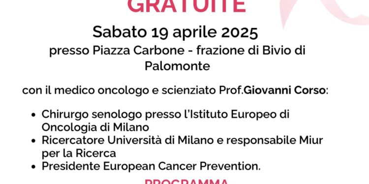 Tumore al seno, a Palomonte una giornata di prevenzione con lo scienziato Corso