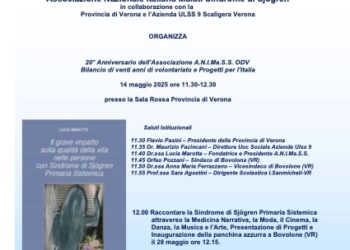 14 maggio : 20° Anniversario Associazione Nazionale Italiana Malati Sindrome di Sjogren