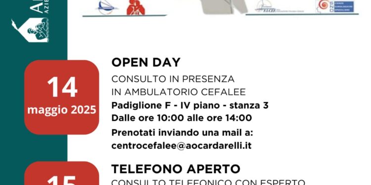 Emicrania, sempre più under35 a rischio: il 18% delle donne già ne soffre. Al Cardarelli mercoledì 14 e giovedì 15 maggio consulti per la Settimana Nazionale del Mal di Testa Gli specialisti del Centro Cefalee: “Attenzione all’uso eccessivo di analgesici e all’utilizzo di farmaci inappropriati”