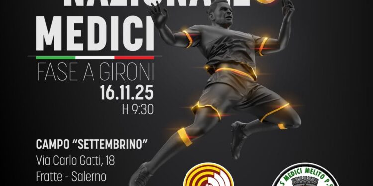 CAMPIONATO NAZIONALE MEDICI, LA SCUOLA MEDICA SALERNITANA CALCIO TORNA IN CAMPO CONTRO IL MELITO PORTO SALVO DOMENICA 16 NOVEMBRE – CAMPO “SETTEMBRINO” DI FRATTE, SALERNO – ORE 9:30