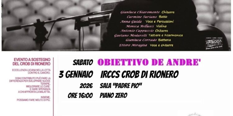Obiettivo De Andrè, concerto solidale all’Irccs Crob