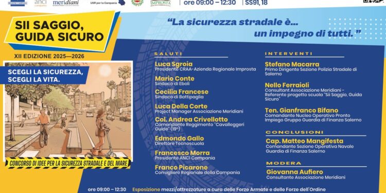 CALA IL SIPARIO DI SIISAGGIOGUIDASICURO NEL TERRITORIO SALERNITANO CAMPAGNA DI INFORMAZIONE E SENSIBILIZZAZIONE SULLA SICUREZZA STRADALE E DEL MARE PROMOSSA DALLA REGIONE CAMPANIA E ATTUATA DALL’ANCI CAMPANIA IN COLLABORAZIONE CON L’ASSOCIAZIONE MERIDIANI – APSSD