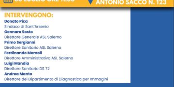 Radiologia Territoriale dell’Ospedale di Comunità e della Casa di Comunità di Sant’Arsenio. Giovedì 30 luglio la presentazione