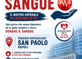 Emergenza sangue in tutti gli Ospedali della ASL Napoli 1 Centro ed in particolare presso l’Ospedale San Paolo.