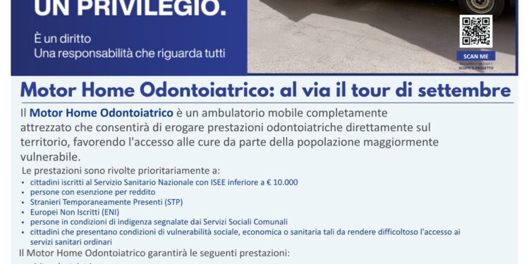 Al via al tour di settembre del Motor Home Odontoiatrico